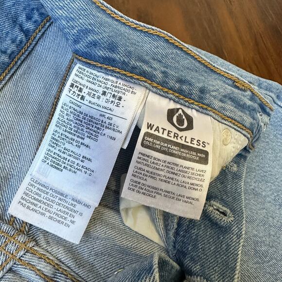 LEVIS Wedgie Straight Jeans Blue Denim Frayed Crop High Rise Grunge - Picture 10 of 14